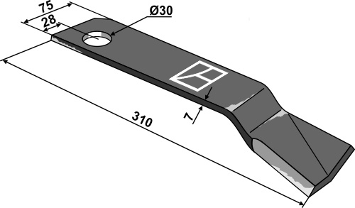 Schlegelmesser - rechts geeignet für: Votex Hamerklepels, gedraaid messen, Y-messen, klepelmessen