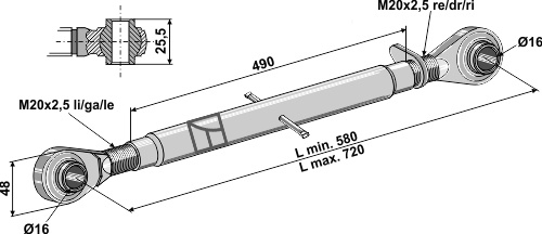 Barres de poussée M20x2,5
