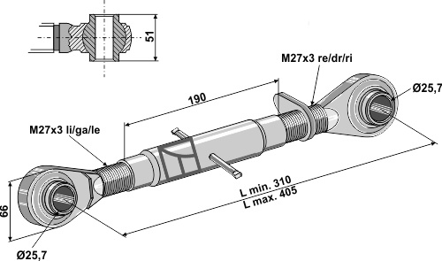 Barres de poussée M27x3