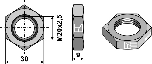Contre-écrous hexagonaux M20x2,5