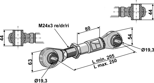 Barres de poussée M24x3