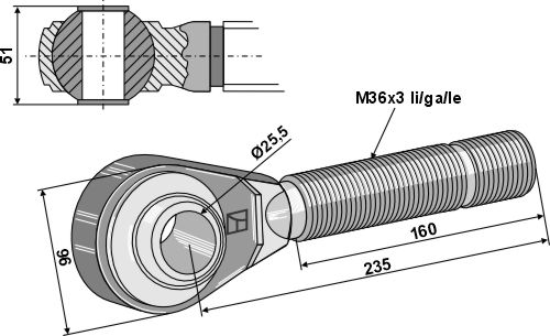 Barres de poussée M36x3
