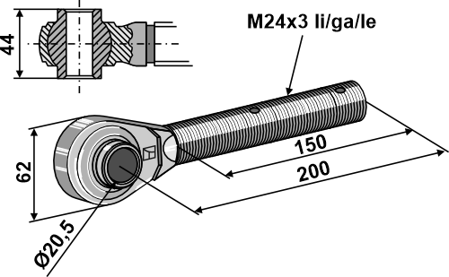 Верхняя тяга M24x3
