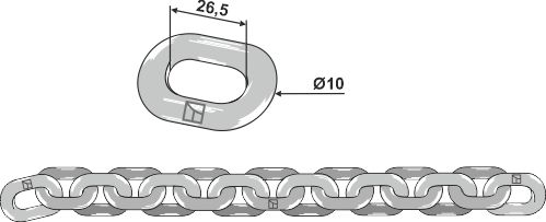 Kratzbodenkette - 10x26,5 - D5 geeignet für: Krone