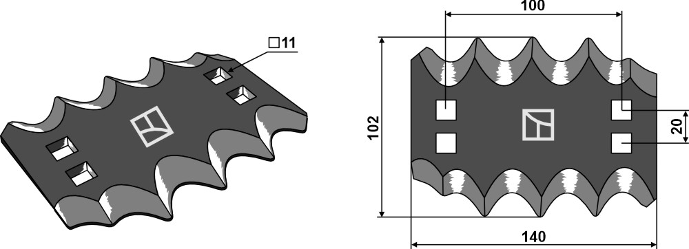 Futtermischwagenmesser - Hartmetallbeschichtet, rechts geeignet für: Faresin Cuțite mixer furaje