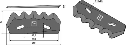 Futtermischwagenmesser - Hartmetallbeschichtet, links geeignet für: Strautmann Fodermixer knive