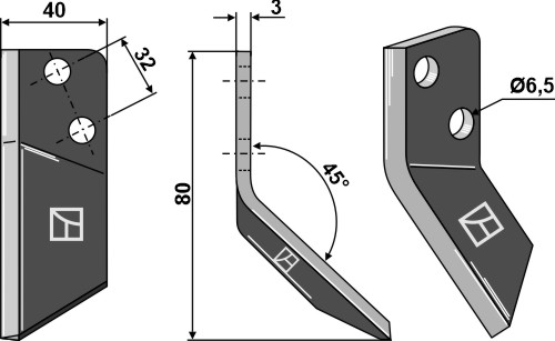 Futtermischwagenmesser, links geeignet für: Storti Fodermixer knive