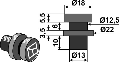 Haltebolzen geeignet für: PZ-Zweegers Fixings for rotary mower blades