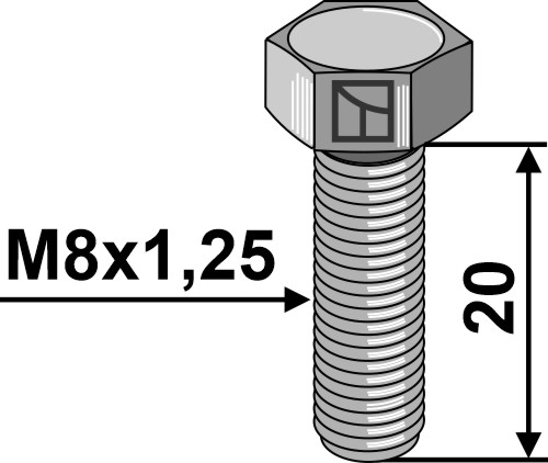 Sechskantschraube M8x1,25x20 ohne Mutter - galvanisch verzinkt