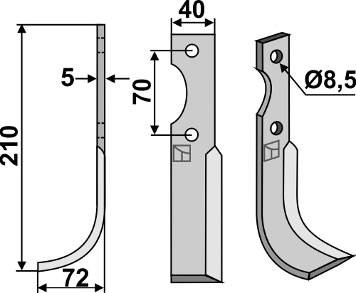 Fräsmesser, linke Ausführung geeignet für: Adriatica nóż glebogryzark