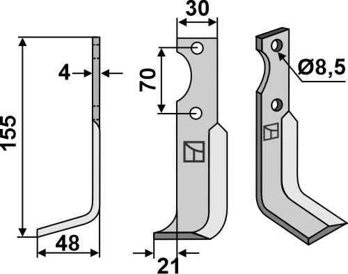 Fräsmesser, linke Ausführung geeignet für: Agria blade and rotary tine