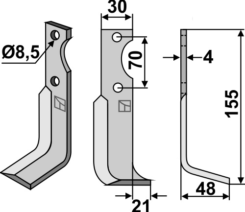 Fräsmesser, rechte Ausführung geeignet für: Agria blade and rotary tine