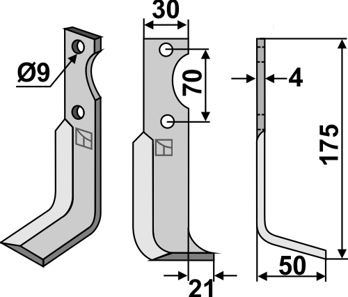 Fräsmesser, rechte Ausführung geeignet für: Agria blade and rotary tine