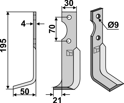 Fräsmesser, linke Ausführung geeignet für: Agria blade and rotary tine