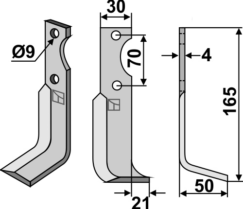 Fräsmesser, rechte Ausführung geeignet für: Agria freesmes en rotortanden