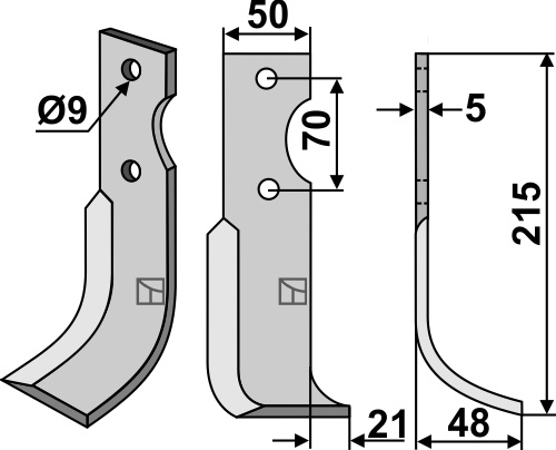 Fräsmesser, rechte Ausführung geeignet für: Agria freesmes en rotortanden