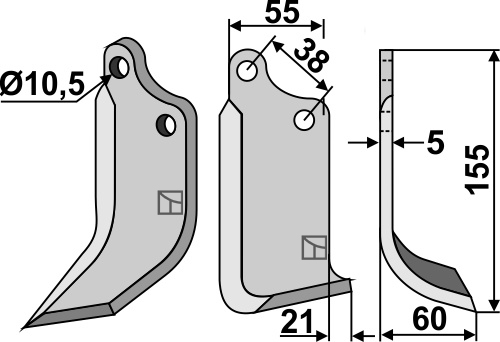 Fräsmesser, rechte Ausführung geeignet für: Agria Fräsmesser, Hackmesser und Rotorzinken