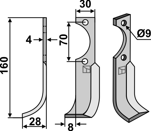 Fräsmesser, linke Ausführung geeignet für: Schneider nóż glebogryzark