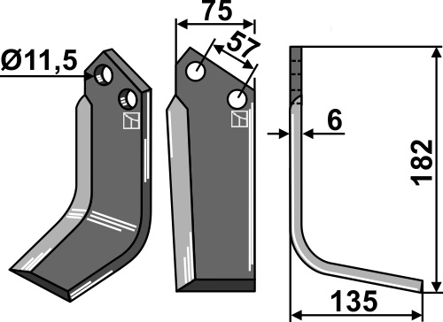 Fräsmesser, rechte Ausführung geeignet für: Eurosystem nóż glebogryzark