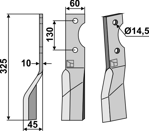 Rotorzinken, linke Ausführung geeignet für: Alpego cuchilla y cuchilla de rotavator