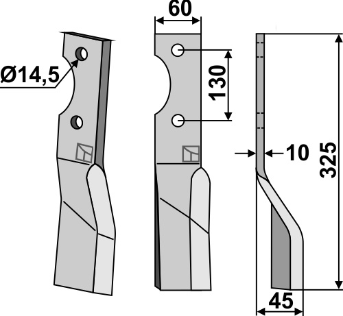 Rotorzinken, rechte Ausführung geeignet für: Alpego blade and rotary tine