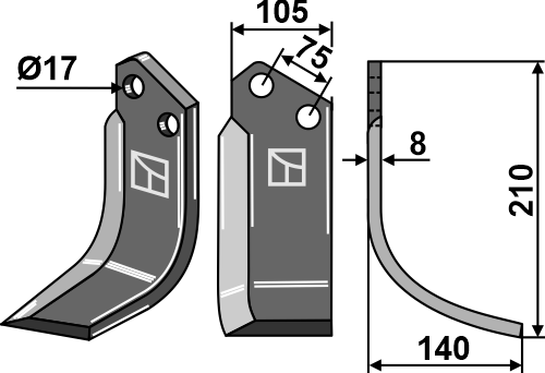 Fräsmesser, rechte Ausführung geeignet für: Alpego freesmes en rotortanden