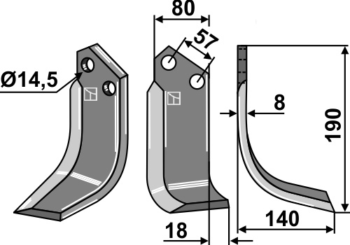 Fräsmesser, rechte Ausführung geeignet für: Alpego cuchilla y cuchilla de rotavator