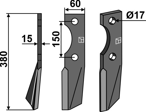 Rotorzinken, linke Ausführung geeignet für: Alpego blade and rotary tine