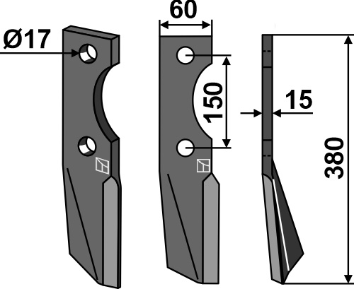 Rotorzinken, rechte Ausführung geeignet für: Alpego Фрезерный нож и Ротационный зуб