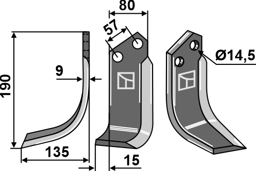 Fräsmesser, linke Ausführung geeignet für: Alpego Фрезерный нож и Ротационный зуб
