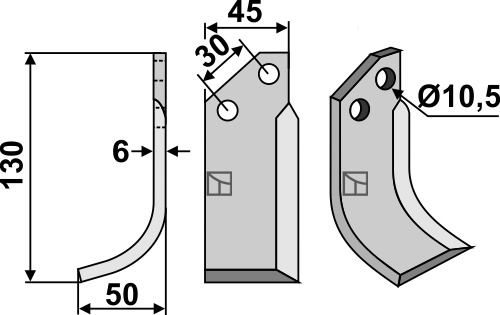 Fräsmesser, linke Ausführung geeignet für: Badalini blade and rotary tine
