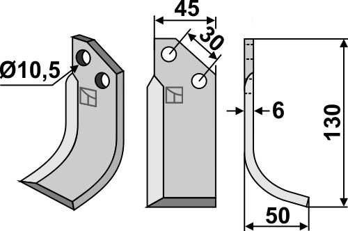 Fräsmesser, rechte Ausführung geeignet für: Badalini freesmes en rotortanden