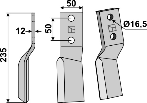 Rotorzinken, linke Ausführung geeignet für: Badalini blade and rotary tine