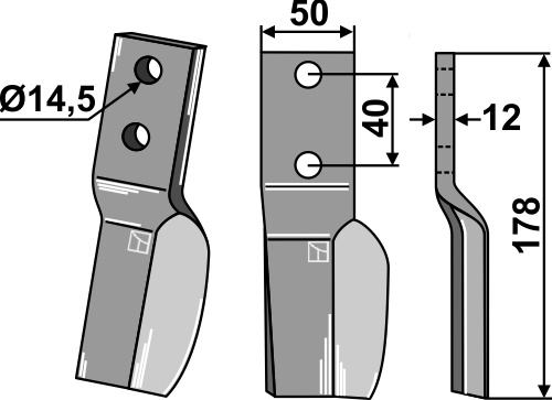 Rotorzinken - rechte Ausführung geeignet für: Badalini freesmes en rotortanden