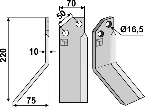 Fräsmesser, linke Ausführung geeignet für: Badalini cuchilla y cuchilla de rotavator