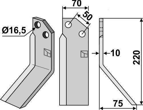 Fräsmesser, rechte Ausführung geeignet für: Badalini blade and rotary tine