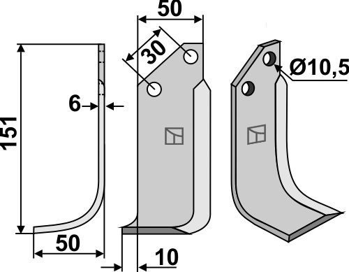 Fräsmesser, linke Ausführung geeignet für: Badalini cuchilla y cuchilla de rotavator