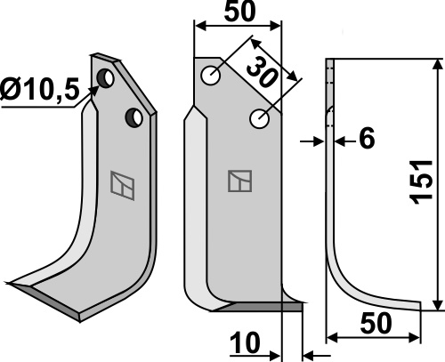 Fräsmesser, rechte Ausführung geeignet für: Badalini blade and rotary tine