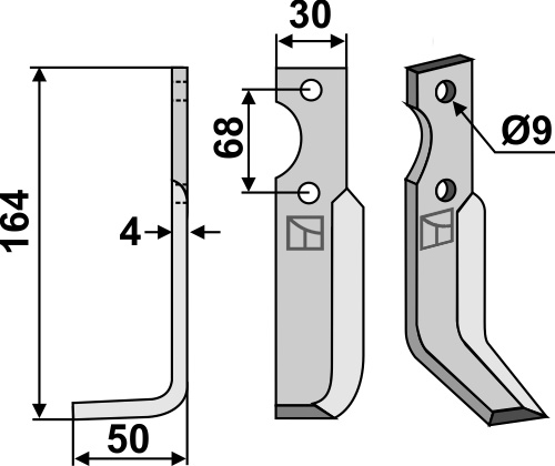 Fräsmesser, linke Ausführung geeignet für: Perugini cuchilla y cuchilla de rotavator