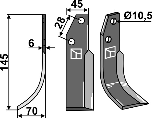 Fräsmesser, linke Ausführung geeignet für: Bertolini nóż glebogryzark