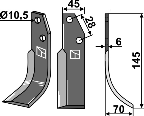 Fräsmesser, rechte Ausführung geeignet für: Bertolini nóż glebogryzark