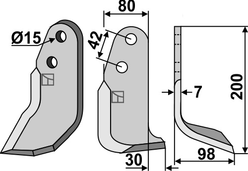 Fräsmesser, rechte Ausführung geeignet für: Braun nóż glebogryzark