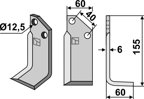 Fräsmesser, rechte Ausführung geeignet für: Breviglieri blade and rotary tine