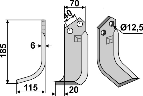 Fräsmesser, linke Ausführung geeignet für: Breviglieri freesmes en rotortanden