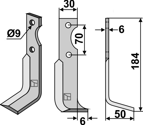 Fräsmesser, rechte Ausführung geeignet für: Breviglieri freesmes en rotortanden
