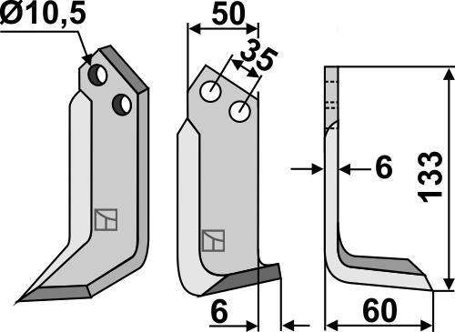 Fräsmesser, rechte Ausführung geeignet für: Breviglieri freesmes en rotortanden