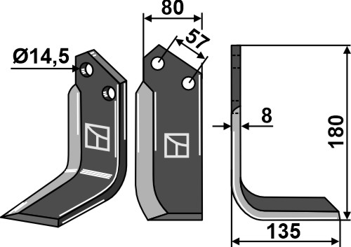 Fräsmesser, rechte Ausführung geeignet für: Breviglieri Фрезерный нож и Ротационный зуб