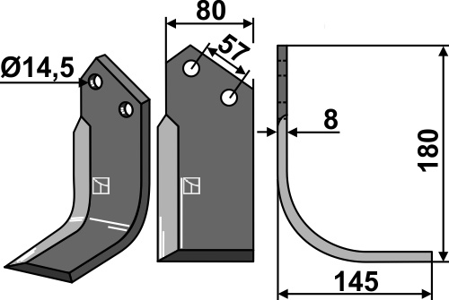 Fräsmesser, rechte Ausführung geeignet für: Breviglieri blade and rotary tine
