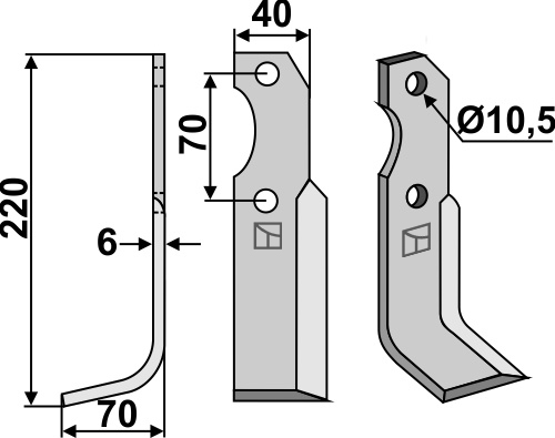 Fräsmesser, linke Ausführung geeignet für: Brumital-Agris nóż glebogryzark