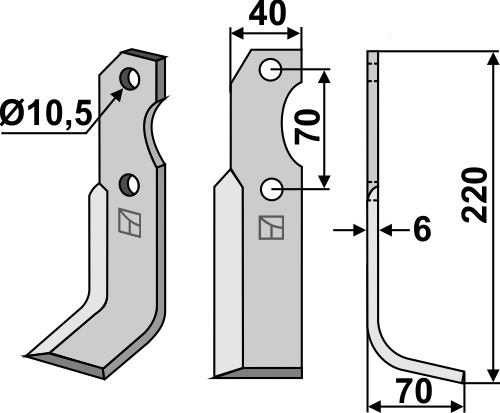 Fräsmesser, rechte Ausführung geeignet für: Brumital-Agris nóż glebogryzark